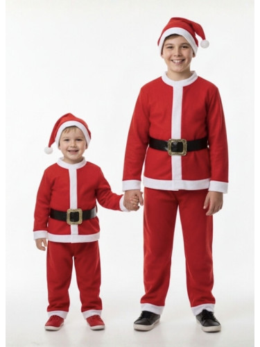 Детски коледен тънък комплект в червено- костюм на Дядо Коледа за момч