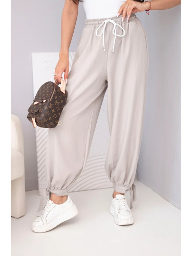 Kesi Włoski Women’s pants with wide legs and ties at the bottom fango