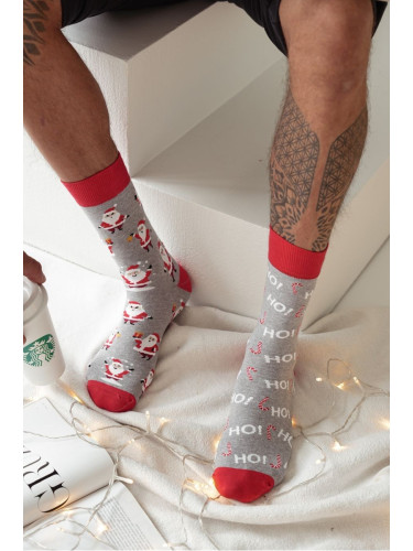 Milena Мъжки Коледни Чорапи Дядо Коледа Сиви