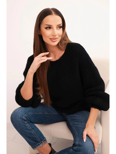 Kesi Włoski Women's sweater with thick knit and long sleeves in black