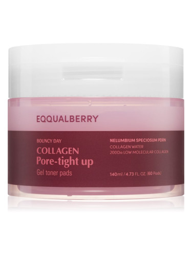 EQQUALBERRY Collagen Pore-Tight Up Gel Toner Pads тонизиращи възглавнички за стягане на порите 60 бр.