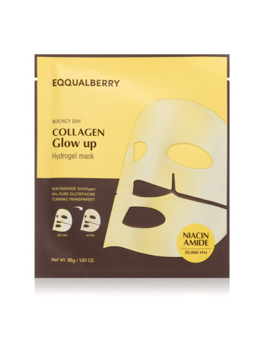 EQQUALBERRY Collagen Glow Up Hydrogel Mask платнена маска с озаряващ и хидратиращ ефект с гел текстура 30 гр.