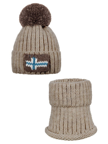 Вълнена шапка и шал Ander OSLO - бежови