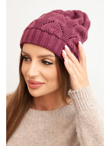 Kesi Women's winter hat with wool in structural weave K432 dark purple