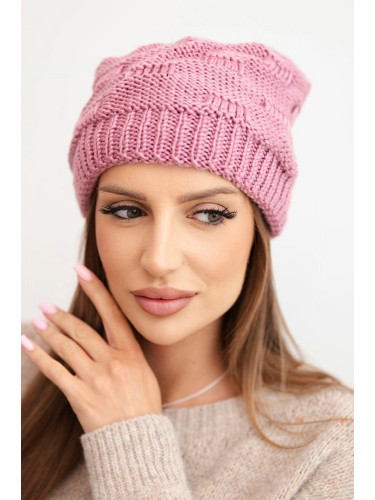 Kesi Women's winter hat made of wool with decorative weave K451 purple