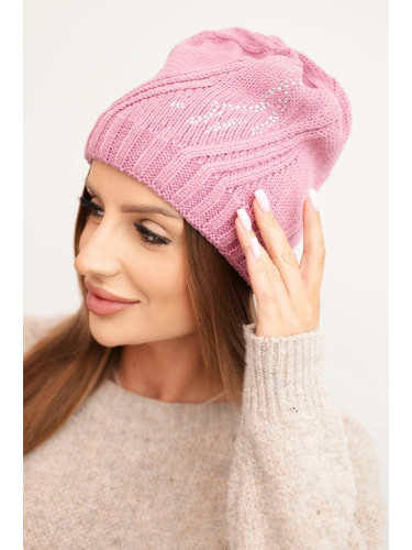 Kesi Women's winter cap with wool in a loose fit K442 pink