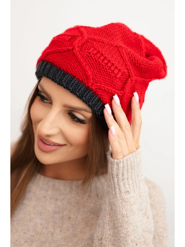 Kesi Women's winter hat made of wool with a woven pattern K443 red