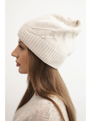 Kesi Women's winter hat with ribbed knit made of wool K471 beige