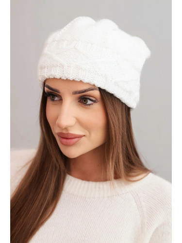 Kesi Women's winter hat with thick cable knit wool K481 white