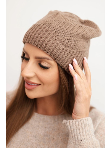 Kesi Women's winter hat made of wool with ribbed weave K471 mocha