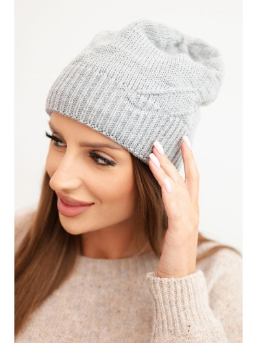 Kesi Women's winter hat with wool in ribbed weave K471 gray