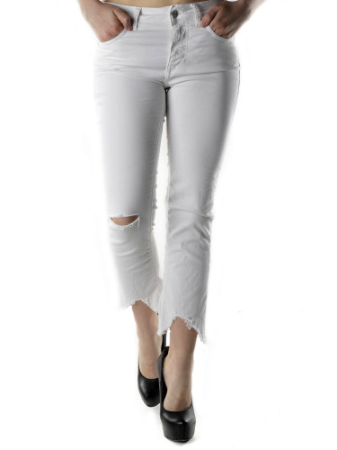 Бели дамски дънки с висока талия