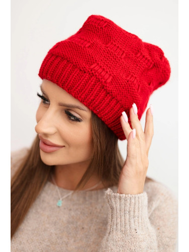 Kesi Women's winter hat made of wool with decorative weave K451 red