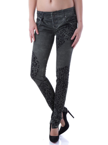 Дамски тесни дънки с леопардово принтиране
