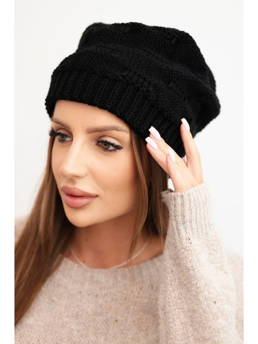 Kesi Women's winter hat made of wool with decorative weave K451 black