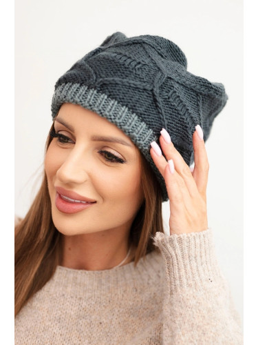 Kesi Women's winter hat made of wool with a woven pattern K443 graphite
