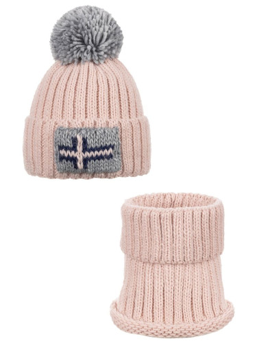 Вълнена шапка и шал Ander OSLO - розови