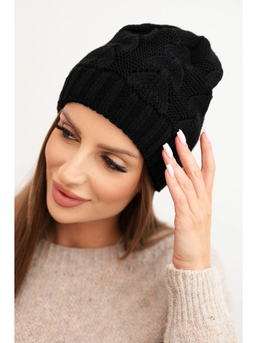 Kesi Women's winter hat with wool in a textured weave K432 black