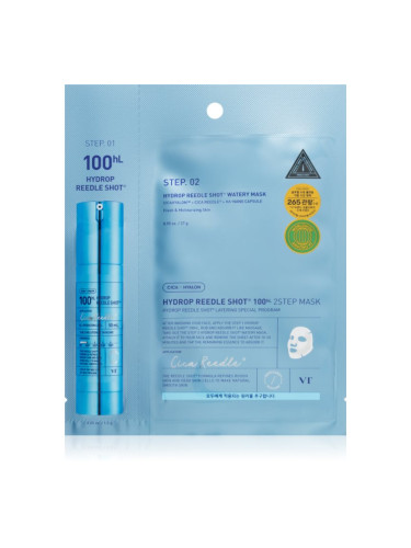 VT Cosmetics Hydrop Reedle Shot 100hL 2 Step Mask интензивна хидратираща маска за двуфазно третиране на кожата на лицето 28.5 гр.