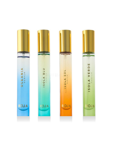 Roja Parfums Isola Travel Collection Подаръчен комплект парфюм Isola Verde 10 ml + парфюм Isola Blu 10 ml + парфюм Isola Sol 10 ml + парфюм Oceania 10 ml
