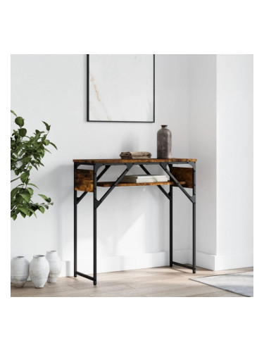 Sonata H Конзолна маса с рафт, опушен дъб, 75x30x75 см, инженерно дърво