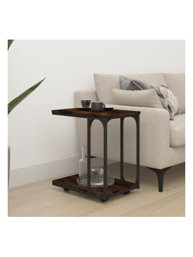 Sonata H Странична маса с колела опушен дъб 50x35x55,5см инженерно дърво