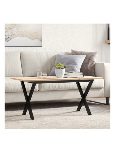 Sonata H Кафе маса X-образна рамка 90x40x45 см бор масив и чугун