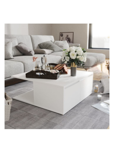 Sonata H Маса за кафе, бяла, 80x80x31 см, инженерно дърво