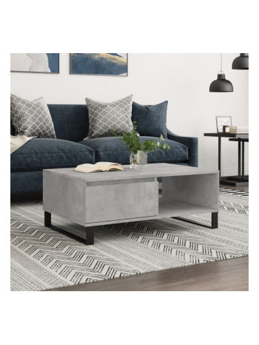 Sonata H Кафе маса, бетонно сива, 90x60x35 см, инженерно дърво