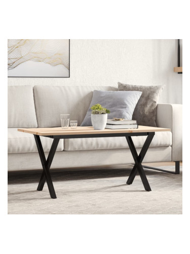 Sonata H Кафе маса X-образна рамка 100x50x45 см бор масив и чугун