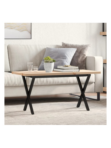 Sonata H Кафе маса X-образна рамка 90x40x45,5 см бор масив и чугун