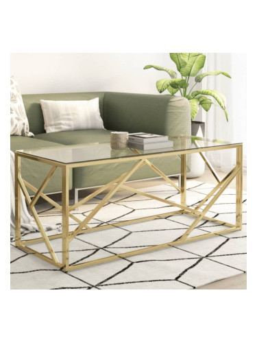 Sonata H Кафе маса, златиста, неръждаема стомана и закалено стъкло