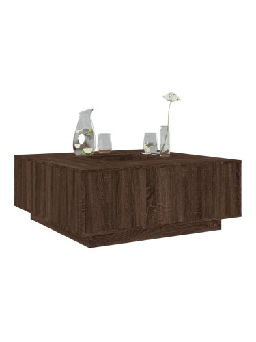 Sonata H Кафе маса, кафяв дъб, 100x100x40 см, инженерно дърво