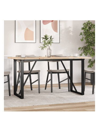 Sonata H Трапезна маса О-образна рамка 160x80x75,5 см бор масив и чугун