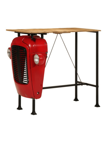 Sonata H Бар маса трактор червен и кафяв 55x120x107 см манго дърво масив