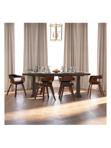 Sonata H Трапезни столове, 6 бр, черно, извито дърво и изкуствена кожа