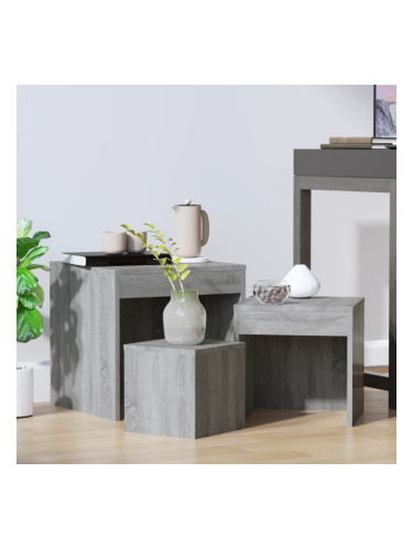 Sonata H Стифиращи маси, 3 бр, сив сонома, инженерно дърво