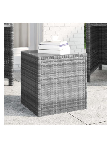 Sonata H Странична маса сива 40x37x40,5 см полиратан и закалено стъкло