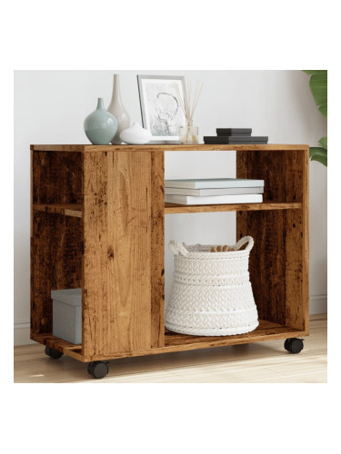 Sonata H Странична маса с колела старо дърво 70x35x60 см инженерно дърво