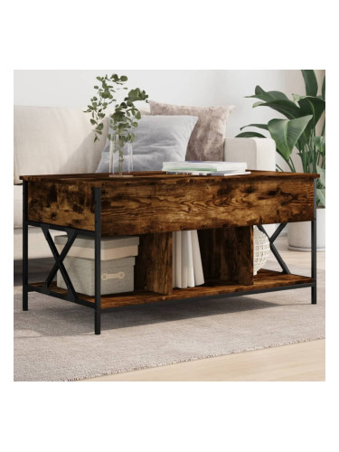 Sonata H Кафе маса, опушен дъб, 100x55x50 см, инженерно дърво и метал