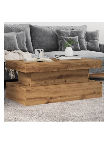 Sonata H Маса за кафе с LED осветление, дъб артизан, 90x50x40 см