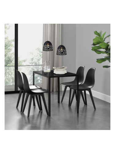 Трапезна маса Stathelle 105x60x75 см черен стъклен плот 4 стола черни