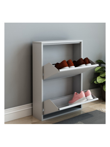 Самосвал за обувки Sokndal с 2 накланящи се отделения бял []