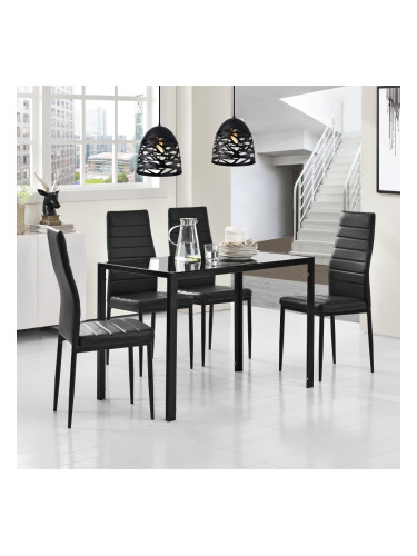 Трапезна маса Енсхеде 105х60х75см плот стъкло черен