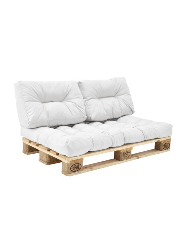 Вътрешна възглавница от палети Mogán 1x възглавница за седалка 2x възглавница за облегалка бяла []