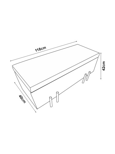 Кадифена ракла Dals 118x40x42 см сива []