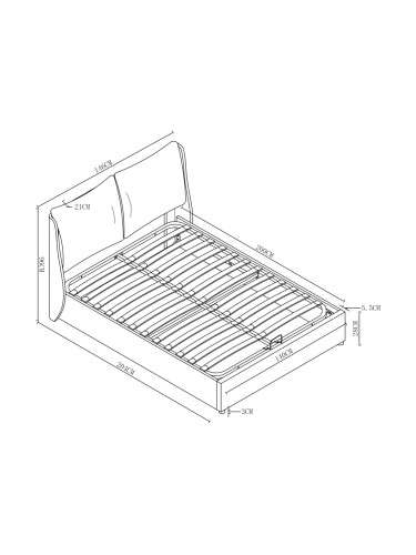 Тапицирано легло с кутия за легло 140x200 см тъмно сиво []