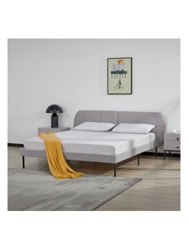 Тапицирано легло Porvoo текстил 160x200 см сиво []