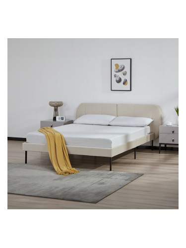 Тапицирано легло Porvoo кадифе 140x200 см бежово []