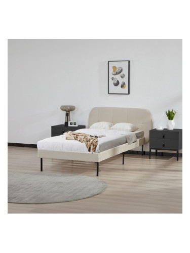 Тапицирано легло Porvoo кадифе 90x200 см бежово []